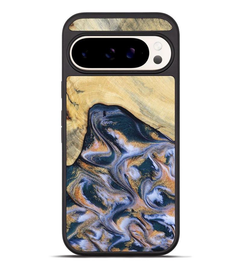 Pixel 10 Pro XL Wood Phone Case - Adelina (Teal & Gold, 803790)