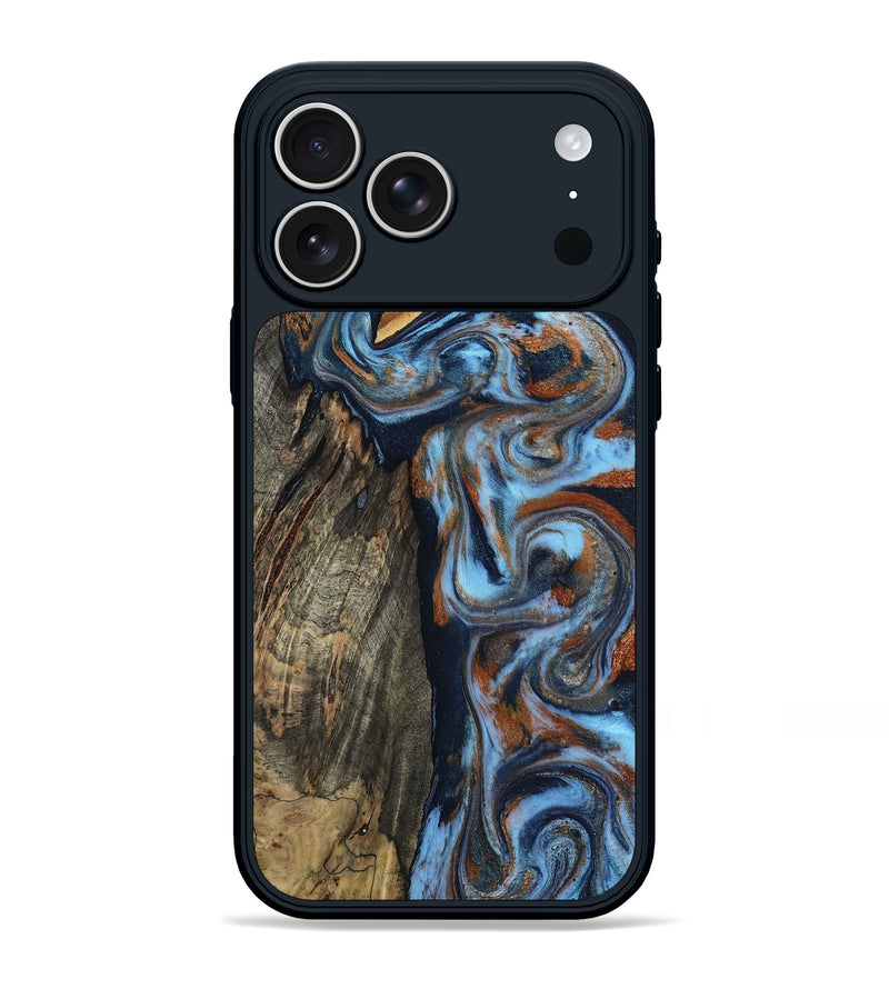 iPhone 17 Pro Max Wood Phone Case - Debbie (Teal & Gold, 803792)