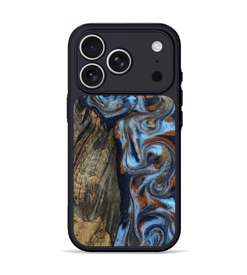iPhone 17 Pro Wood Phone Case - Debbie (Teal & Gold, 803792)