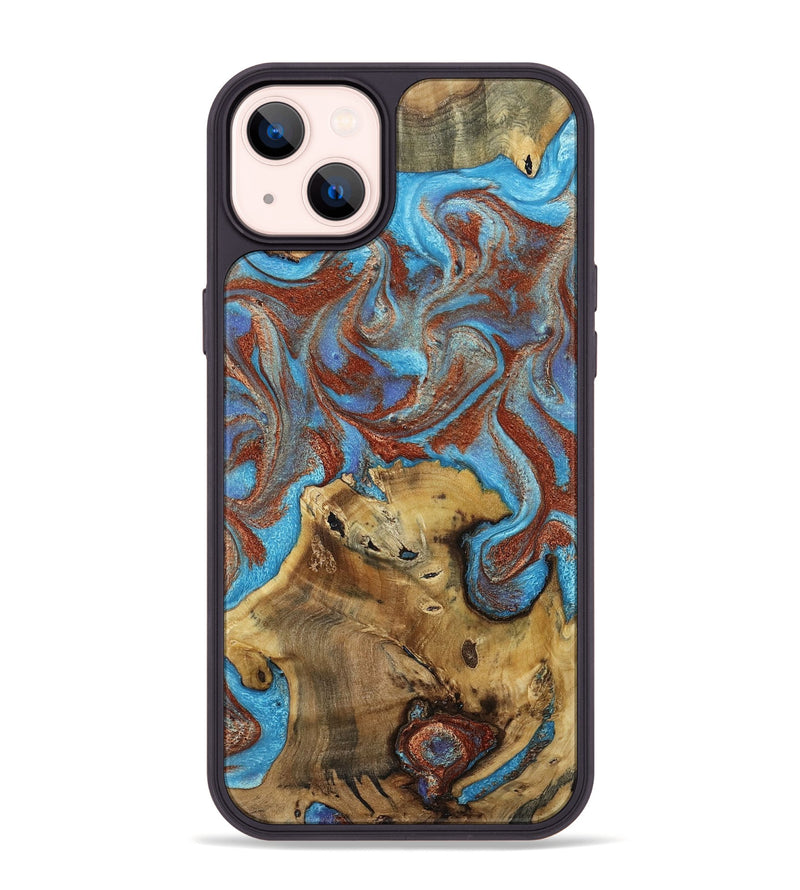 iPhone 14 Plus Wood Phone Case - Hattie (Teal & Gold, 803793)