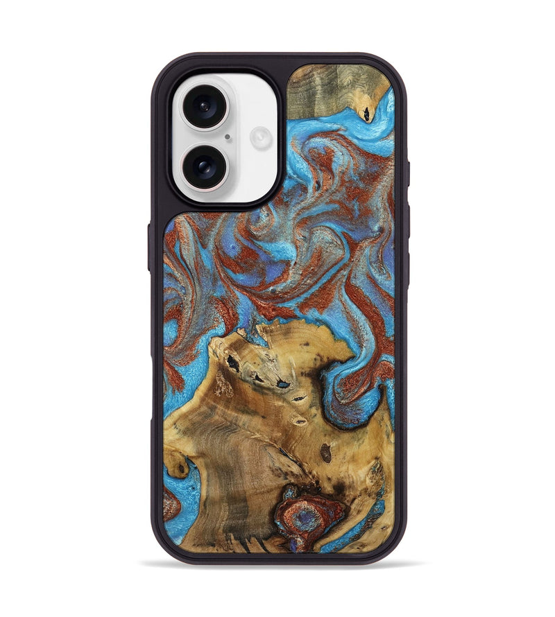 iPhone 17 Wood Phone Case - Hattie (Teal & Gold, 803793)