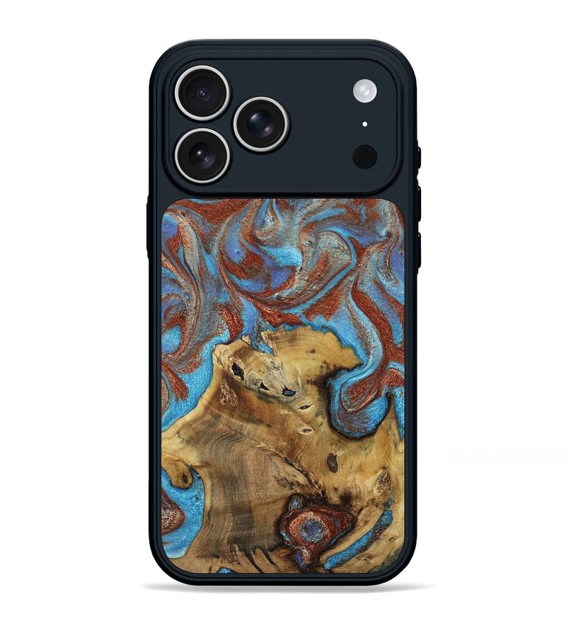 iPhone 17 Pro Max Wood Phone Case - Hattie (Teal & Gold, 803793)
