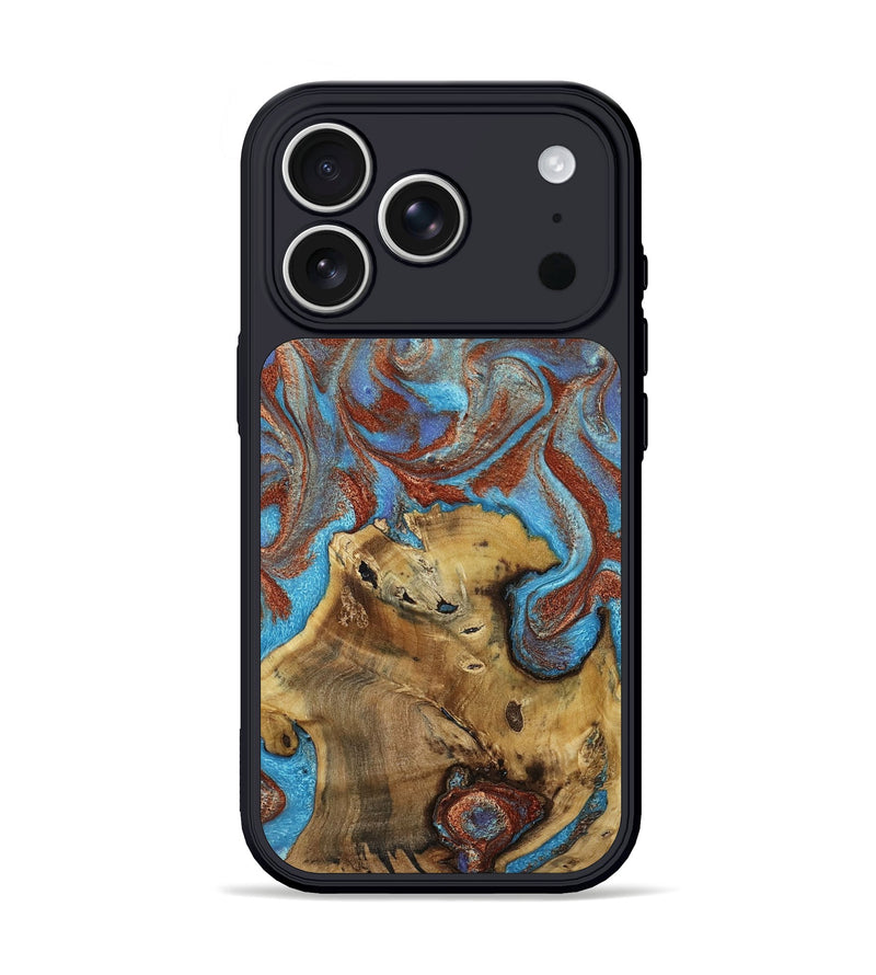 iPhone 17 Pro Wood Phone Case - Hattie (Teal & Gold, 803793)