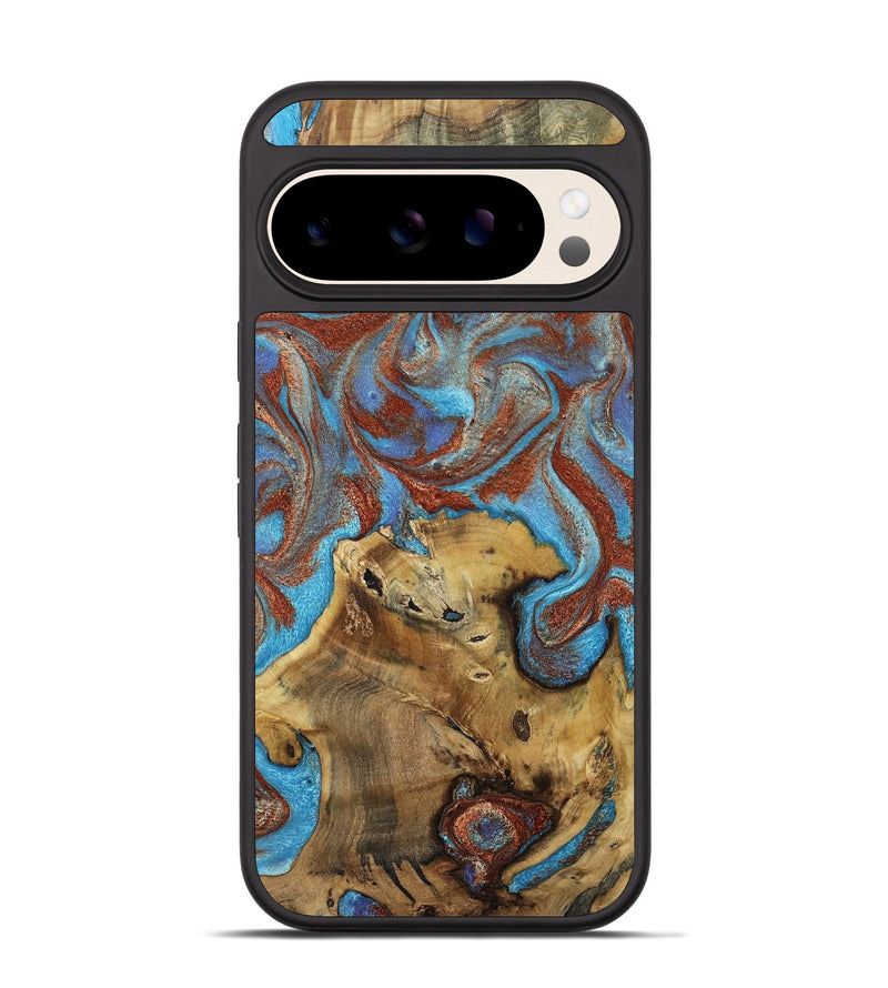 Pixel 10 Wood Phone Case - Hattie (Teal & Gold, 803793)