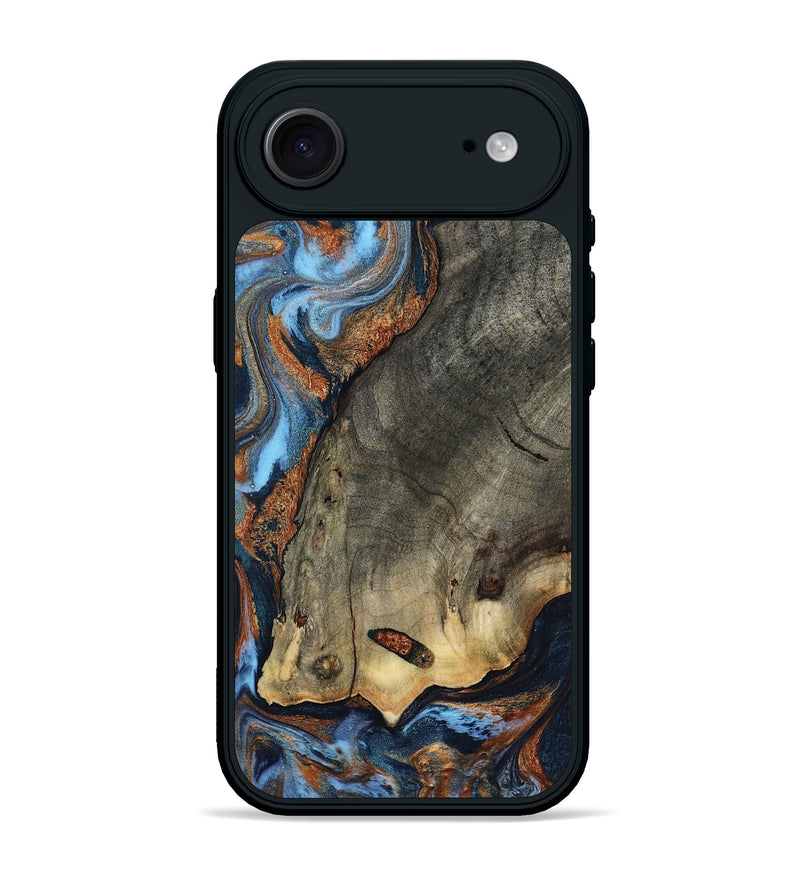 iPhone 17 Air Wood Phone Case - Krystal (Teal & Gold, 803795)
