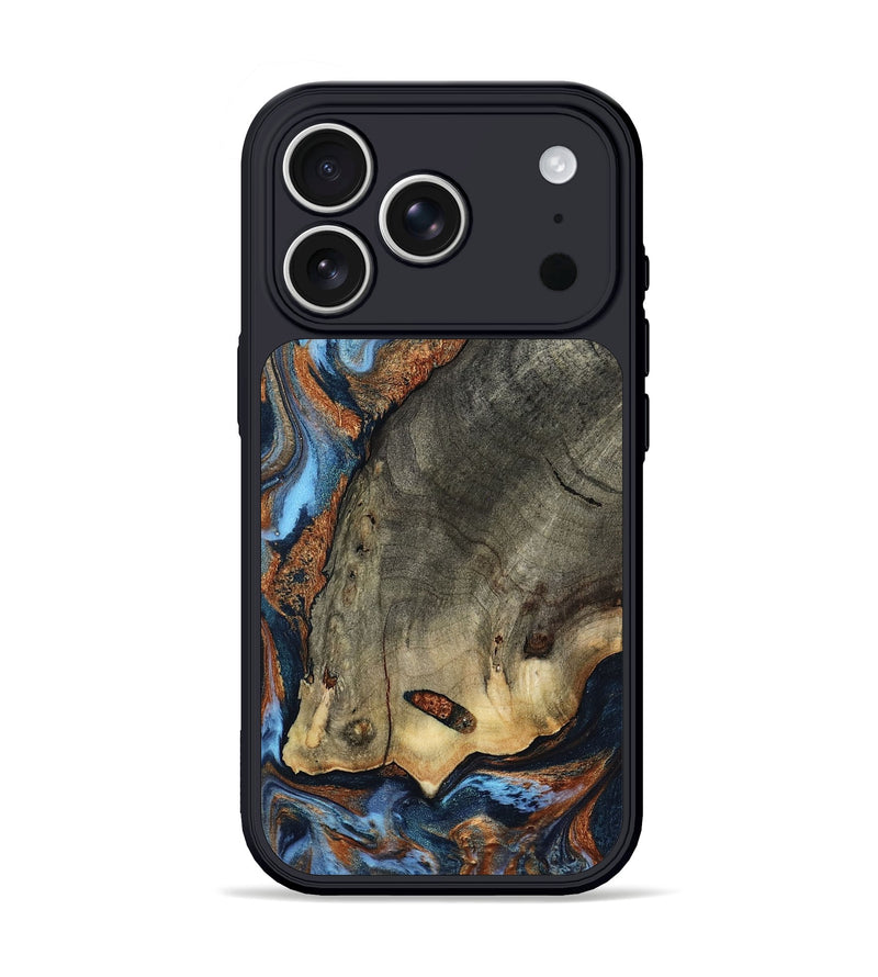 iPhone 17 Pro Wood Phone Case - Krystal (Teal & Gold, 803795)