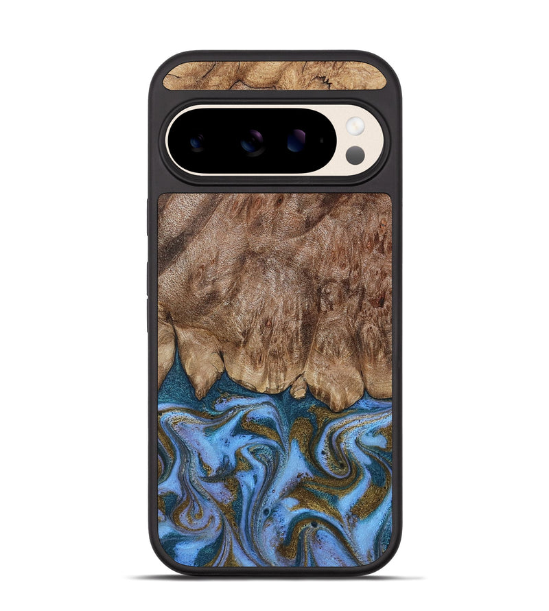 Pixel 10 Wood Phone Case - Cherish (Teal & Gold, 803797)