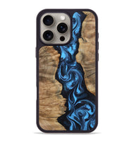 iPhone 16 Pro Max Wood Phone Case - Bernice (Blue, 803827)