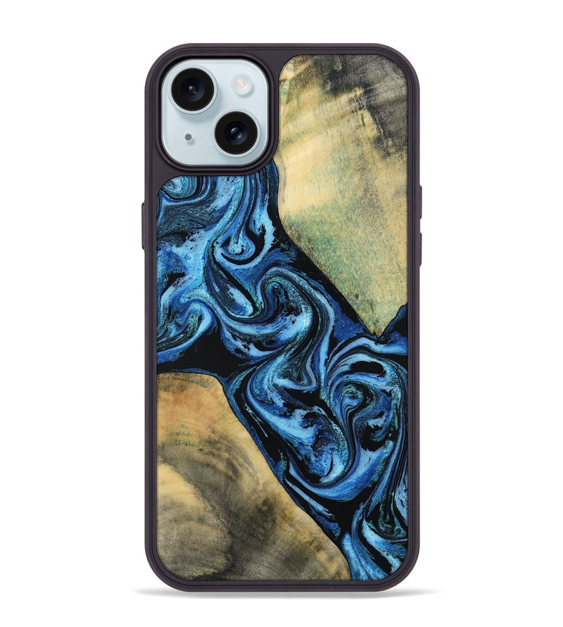 iPhone 15 Plus Wood Phone Case - Marni (Blue, 803831)