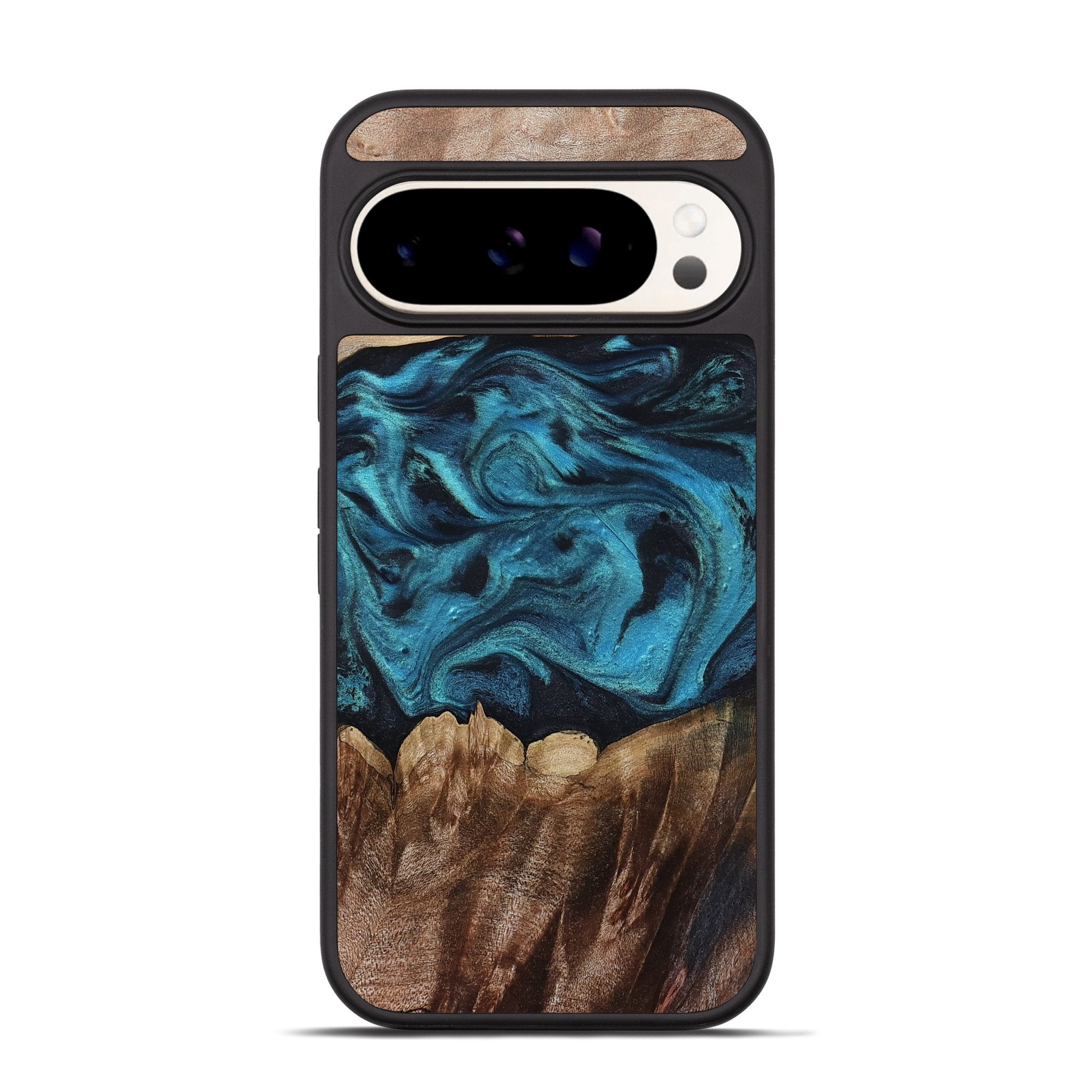Pixel 9 Pro Wood Phone Case - Golden (Blue, 803848) - Carved
