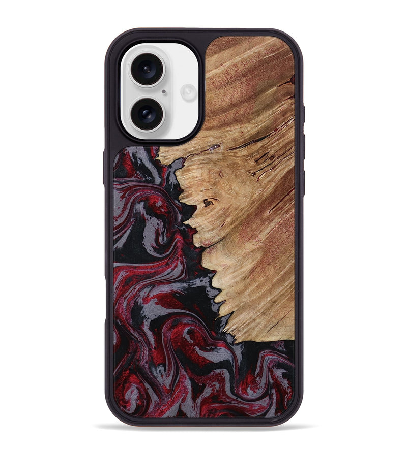 iPhone 16 Plus Wood Phone Case - Tamika (Red, 803854)