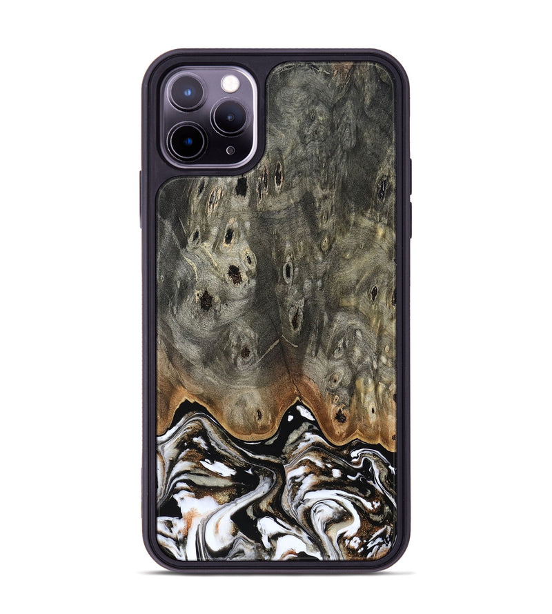 iPhone 11 Pro Max Wood Phone Case - Lyndsey (Black & White, 803861)