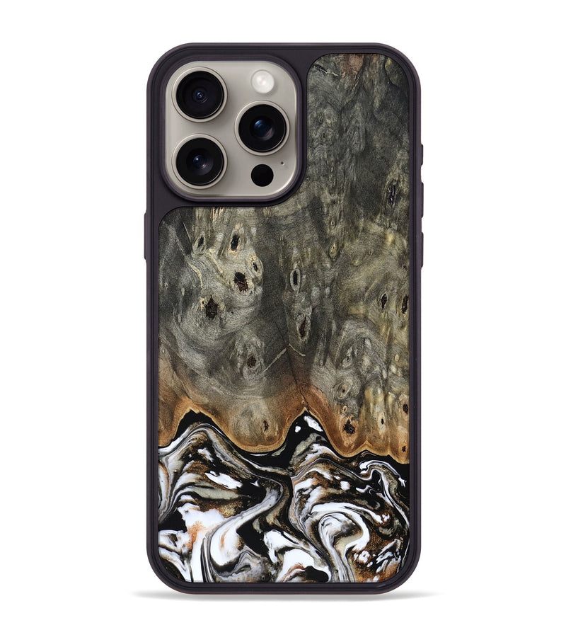 iPhone 15 Pro Max Wood Phone Case - Lyndsey (Black & White, 803861)