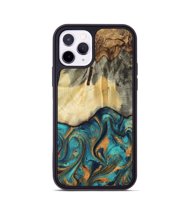 iPhone 11 Pro Wood Phone Case - Desirae (Teal & Gold, 803961)