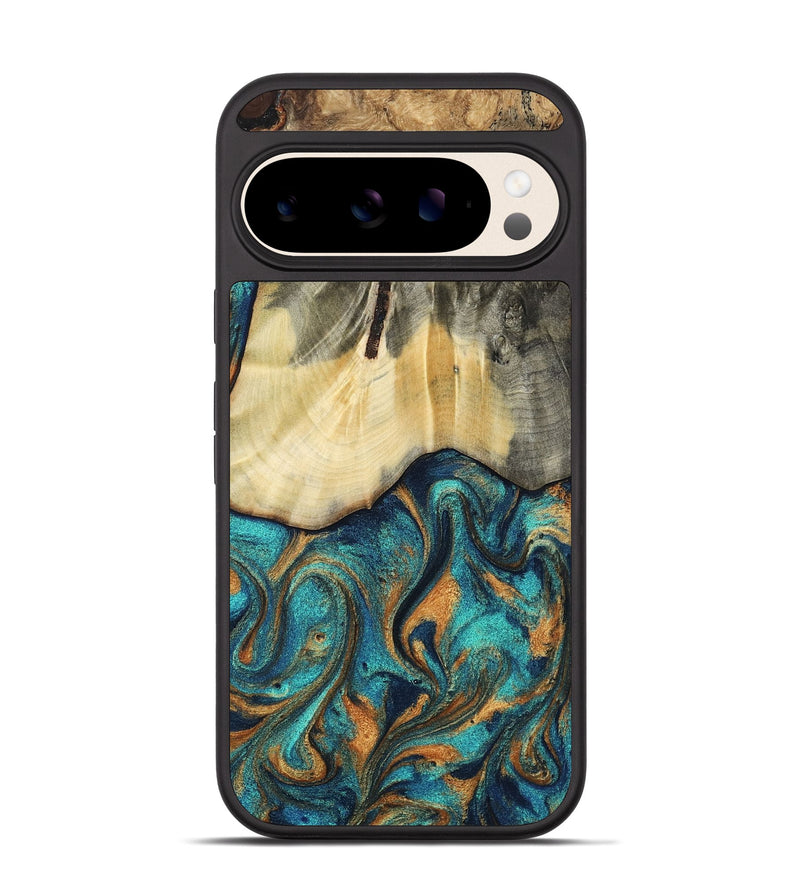 Pixel 10 Wood Phone Case - Desirae (Teal & Gold, 803961)