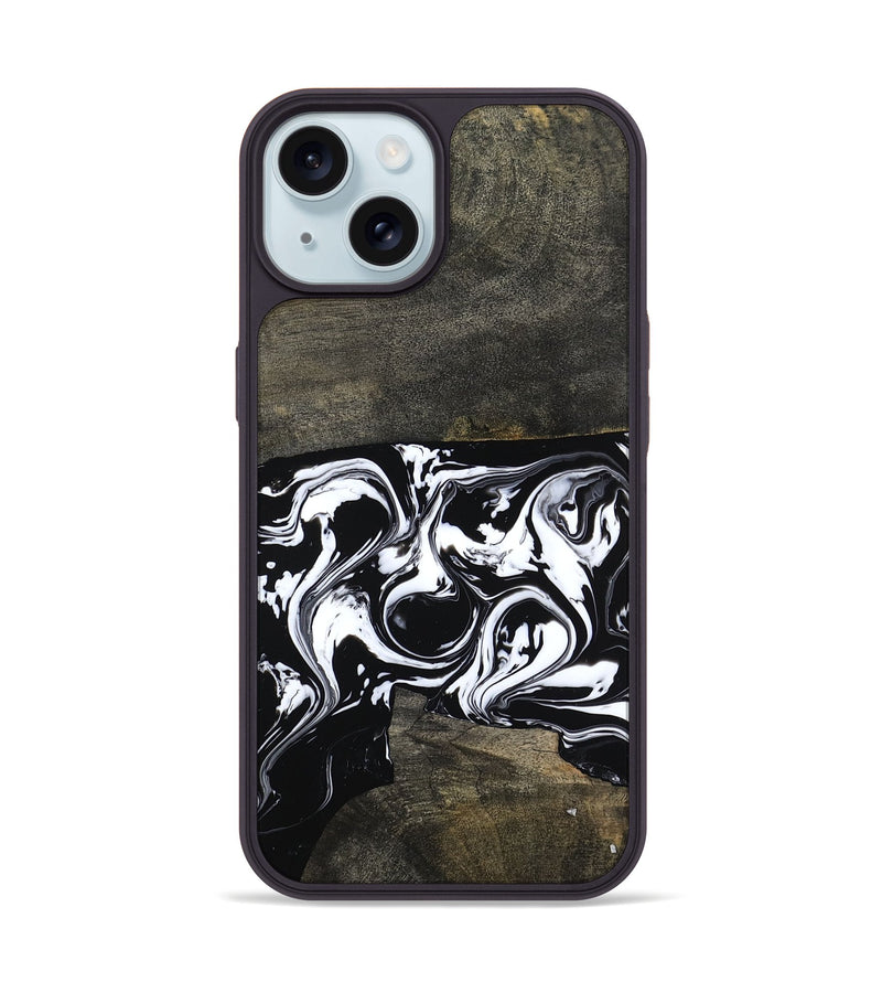 iPhone 15 Wood Phone Case - Avayah (Black & White, 803972)