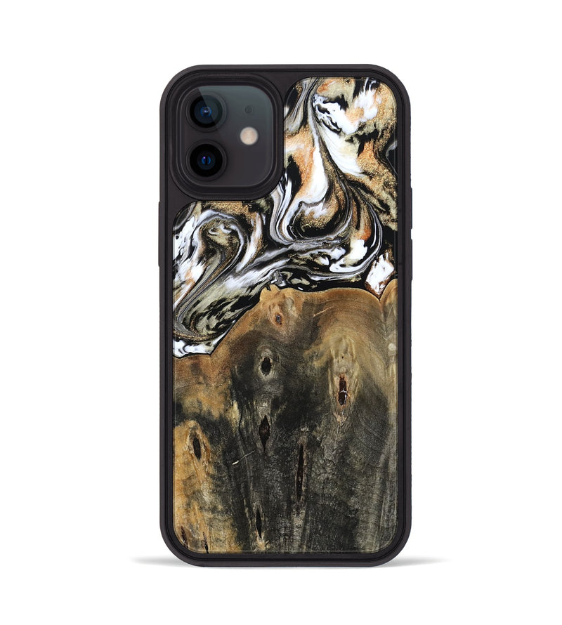 iPhone 12 Wood Phone Case - Sarahi (Black & White, 803973)