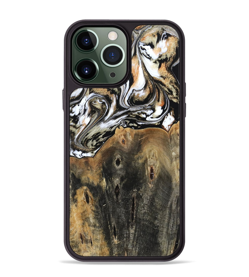 iPhone 13 Pro Max Wood Phone Case - Sarahi (Black & White, 803973)