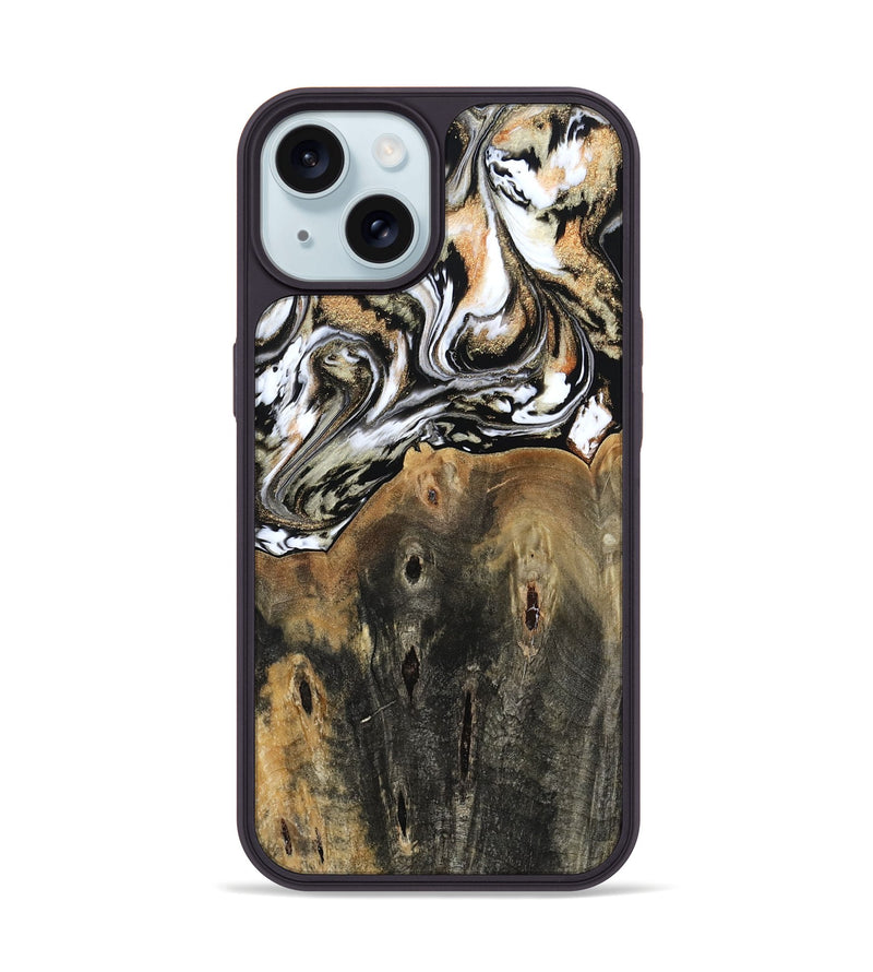 iPhone 15 Wood Phone Case - Sarahi (Black & White, 803973)
