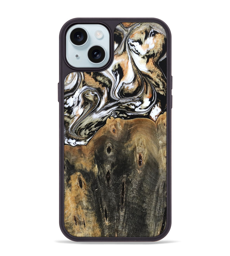 iPhone 15 Plus Wood Phone Case - Sarahi (Black & White, 803973)