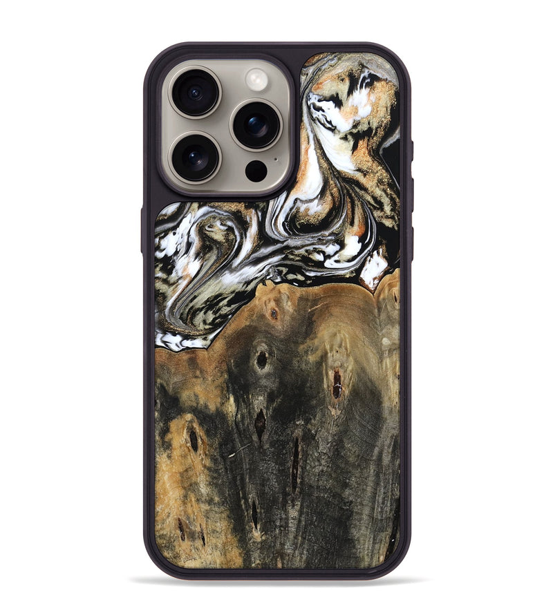 iPhone 15 Pro Max Wood Phone Case - Sarahi (Black & White, 803973)