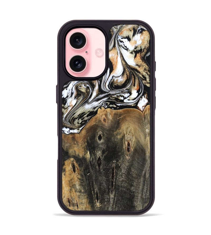 iPhone 16 Wood Phone Case - Sarahi (Black & White, 803973)