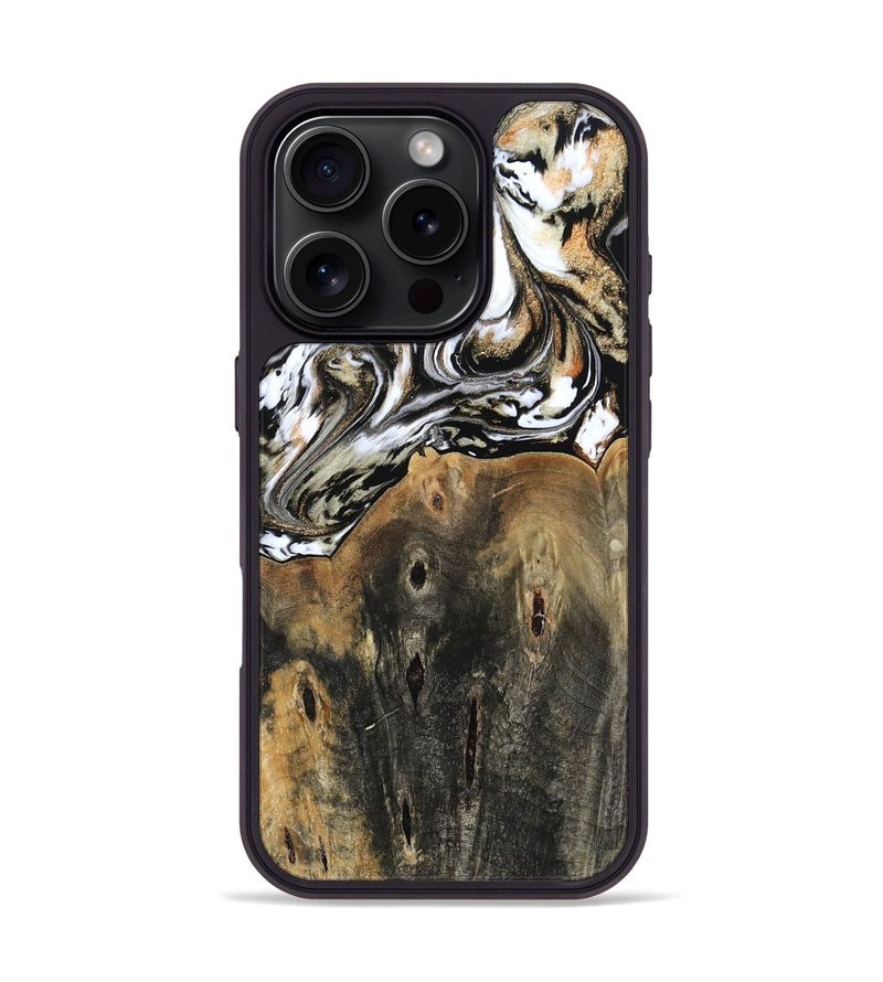 iPhone 16 Pro Wood Phone Case - Sarahi (Black & White, 803973)