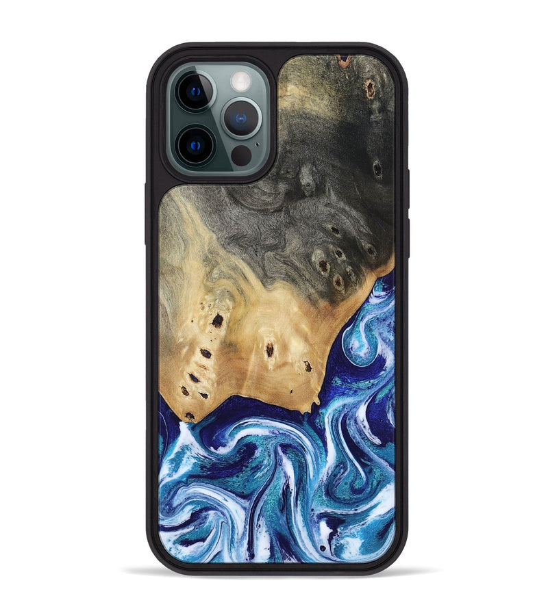 iPhone 12 Pro Max Wood Phone Case - Dayana (Blue, 804005)