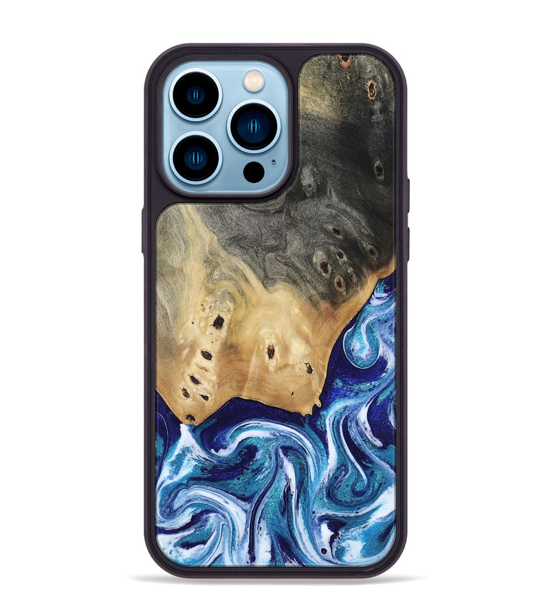 iPhone 14 Pro Max Wood Phone Case - Dayana (Blue, 804005)