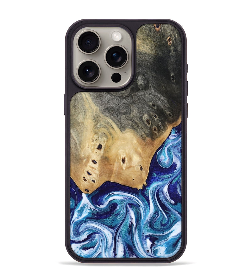 iPhone 15 Pro Max Wood Phone Case - Dayana (Blue, 804005)