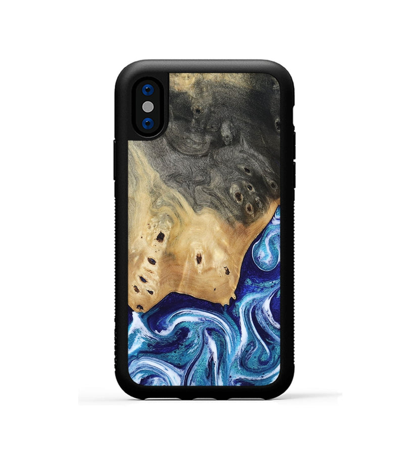 iPhone Xs Wood Phone Case - Dayana (Blue, 804005)