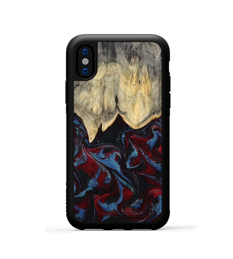 iPhone Xs Wood Phone Case - Rikki (Red, 804045)