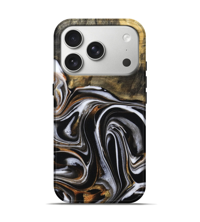 iPhone 17 Pro Wood Live Edge Phone Case - Eduardo (Black & White, 804112)
