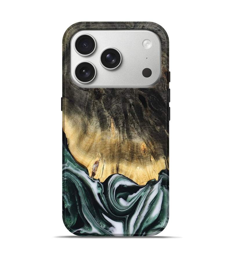 iPhone 17 Pro Wood Live Edge Phone Case - Brandy (Green, 804134)