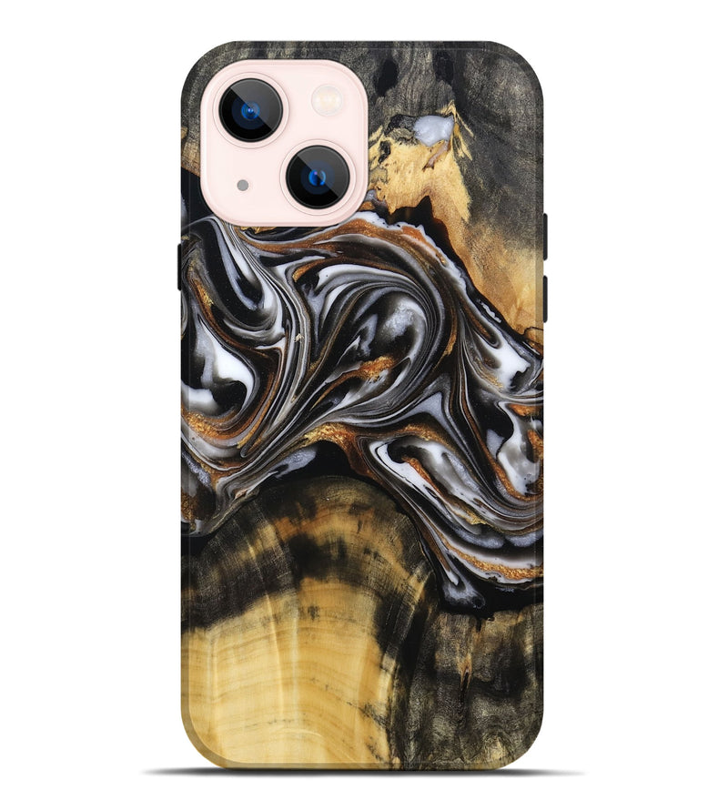 iPhone 14 Plus Wood Live Edge Phone Case - Maye (Black & White, 804139)