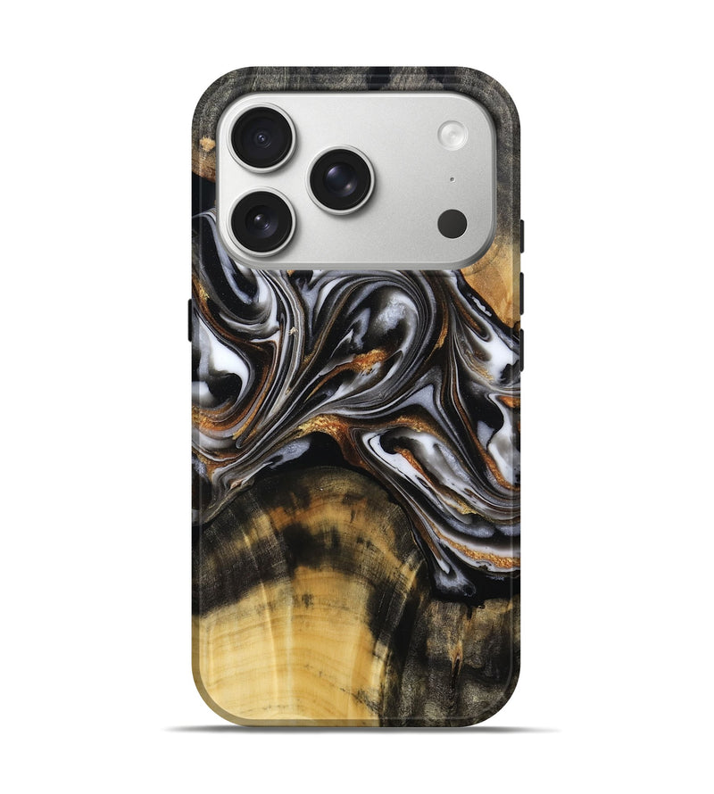 iPhone 17 Pro Wood Live Edge Phone Case - Maye (Black & White, 804139)