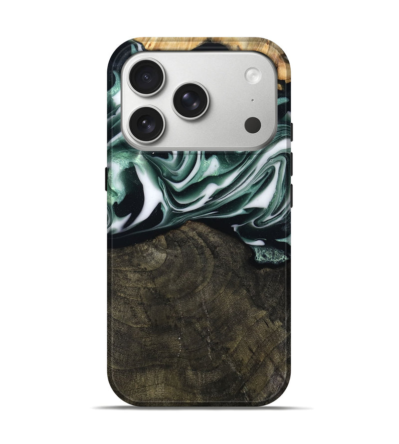 iPhone 17 Pro Wood Live Edge Phone Case - Marva (Green, 804140)