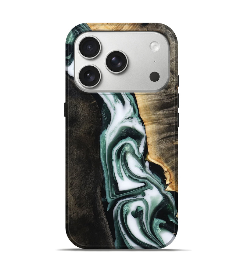 iPhone 17 Pro Wood Live Edge Phone Case - Mariyah (Green, 804144)