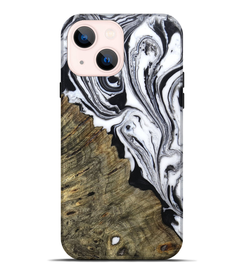 iPhone 14 Plus Wood Live Edge Phone Case - Archer (Black & White, 804161)