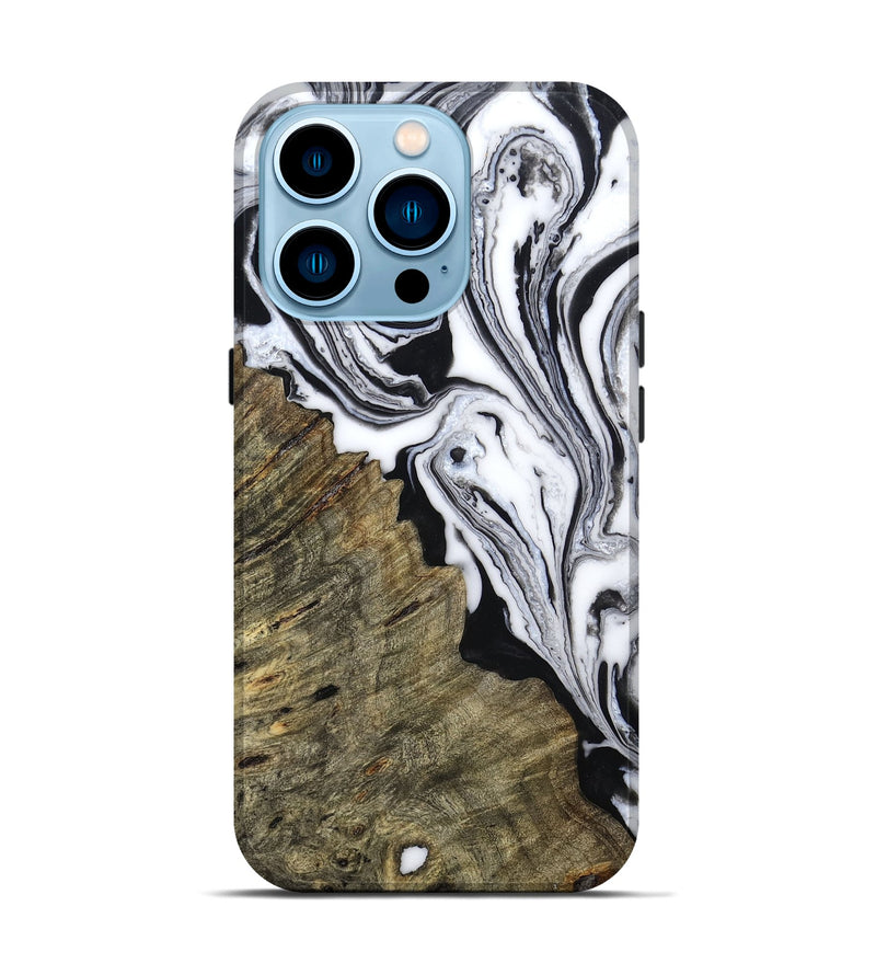 iPhone 14 Pro Wood Live Edge Phone Case - Archer (Black & White, 804161)