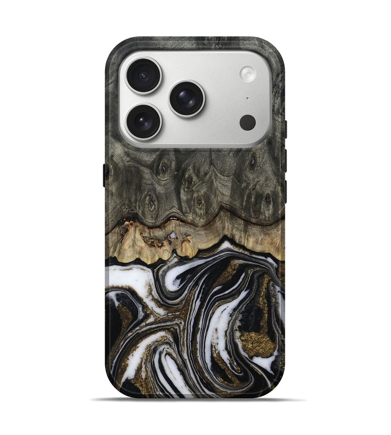 iPhone 17 Pro Wood Live Edge Phone Case - Raelynn (Black & White, 804168)