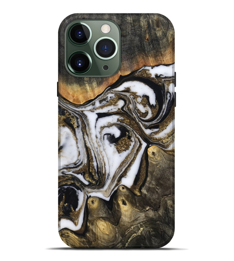 iPhone 13 Pro Max Wood Live Edge Phone Case - Son (Black & White, 804170)