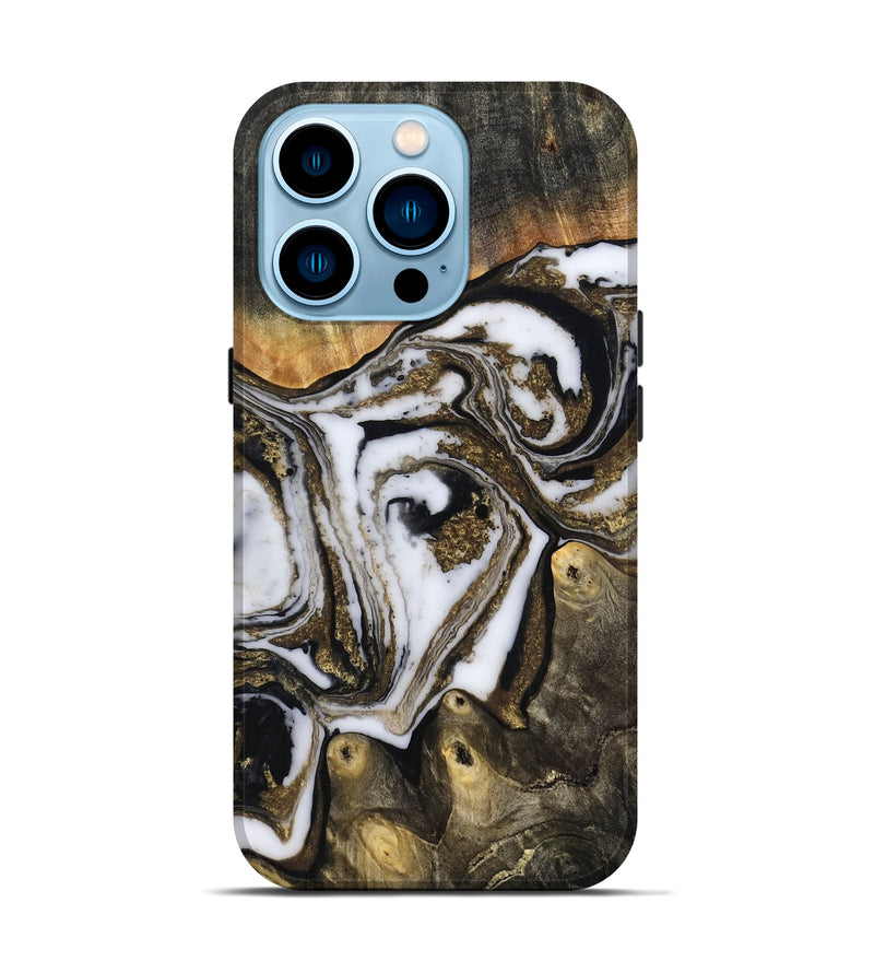 iPhone 14 Pro Wood Live Edge Phone Case - Son (Black & White, 804170)