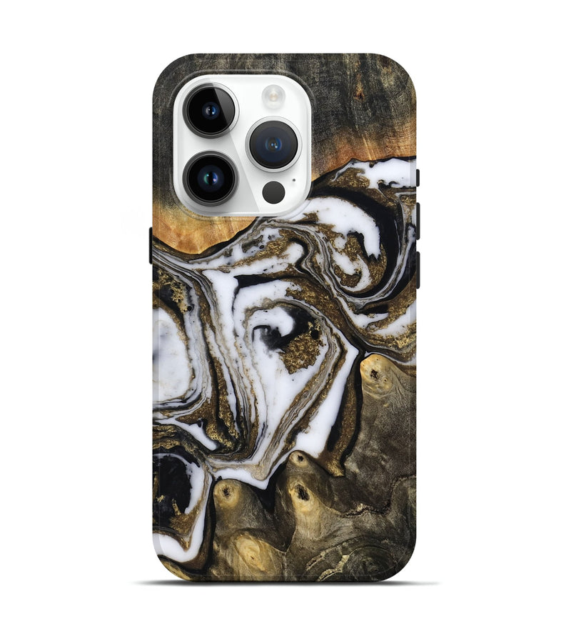iPhone 15 Pro Wood Live Edge Phone Case - Son (Black & White, 804170)