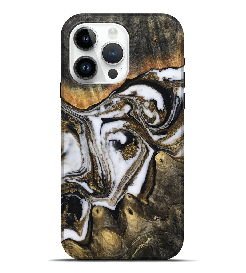 iPhone 15 Pro Max Wood Live Edge Phone Case - Son (Black & White, 804170)