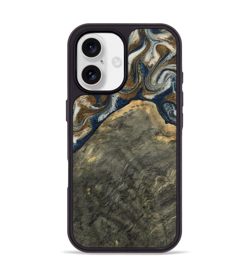 iPhone 17 Wood Phone Case - Aya (Teal & Gold, 804198)