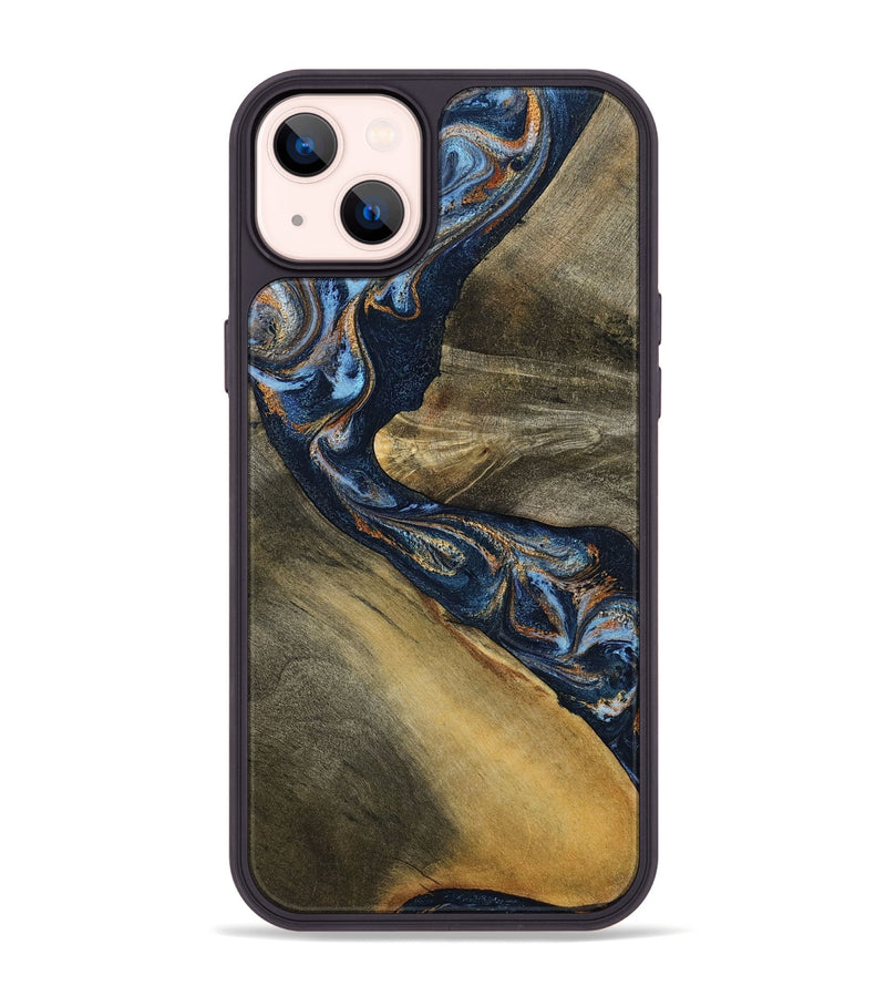 iPhone 14 Plus Wood Phone Case - Cesar (Teal & Gold, 804200)