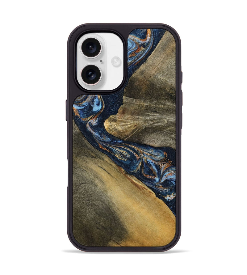 iPhone 17 Wood Phone Case - Cesar (Teal & Gold, 804200)