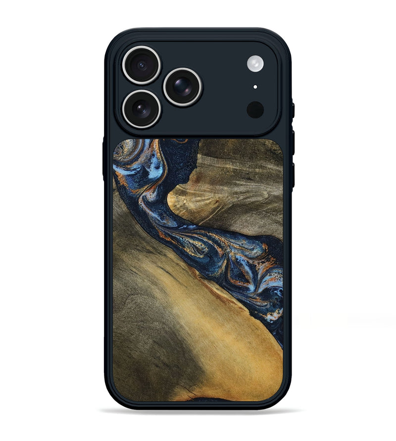 iPhone 17 Pro Max Wood Phone Case - Cesar (Teal & Gold, 804200)