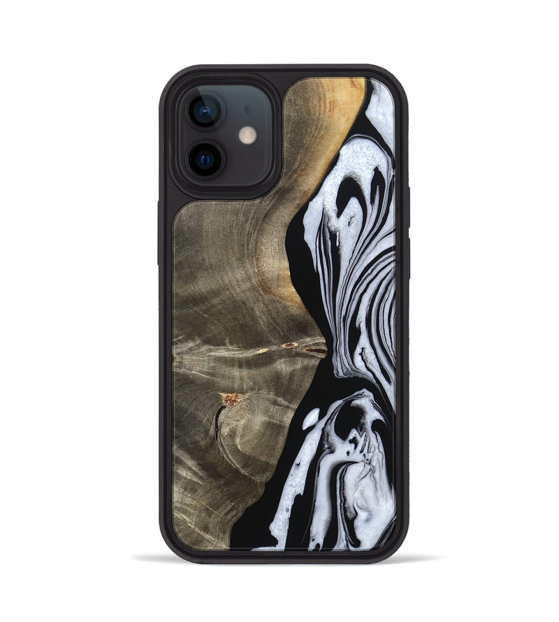 iPhone 12 Wood Phone Case - Malinda (Black & White, 804208)
